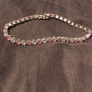 Pink and White Heart Bracelet